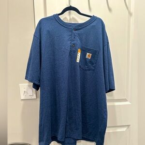 Carhartt NEW WITH TAG - Short Sleeve Henley Shirt Navy Blue 3XL